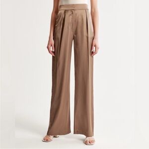 Abercrombie & Fitch Sloane Tailored Satin Wide Leg Pants Copper 28 / 6 Short